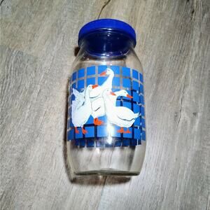 Vintage 1980's Carlton Glass Jar Canister 2L Ducks/Geese Storage Container Kraft